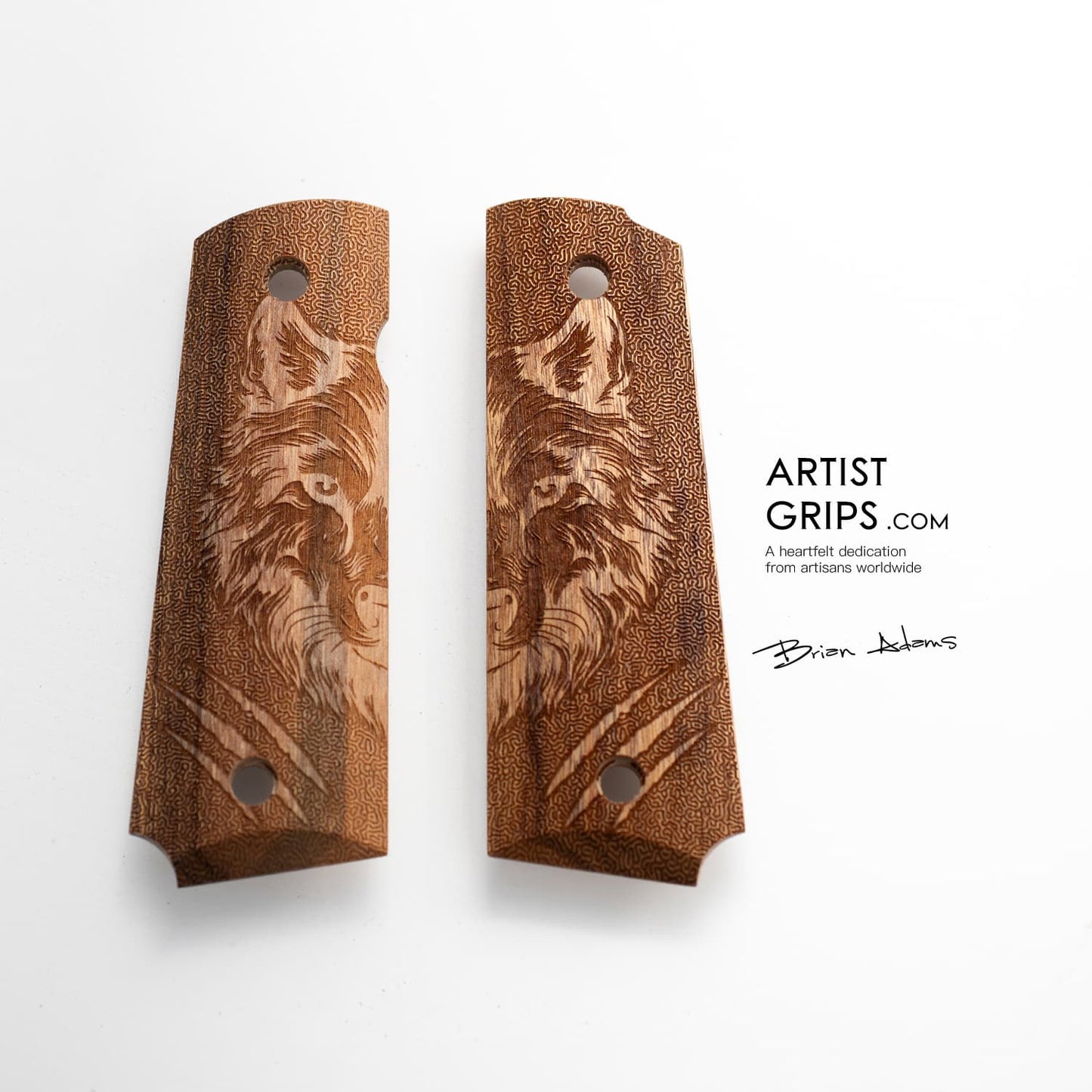1911 Full Size Dalbergia wood Pistol Grips Bas-relief Wolf