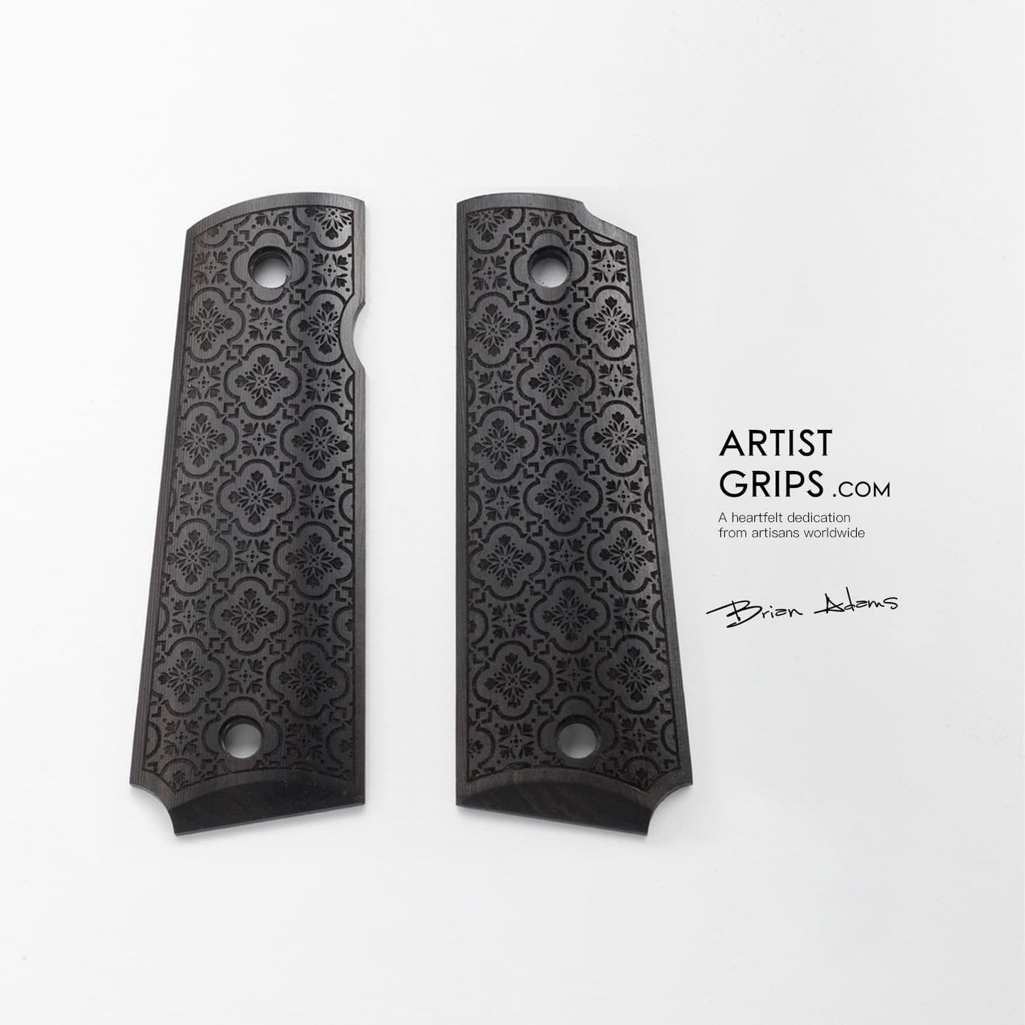 1911 Full Size Black Ebony Pistol Grips Bas-relief BAROQUE