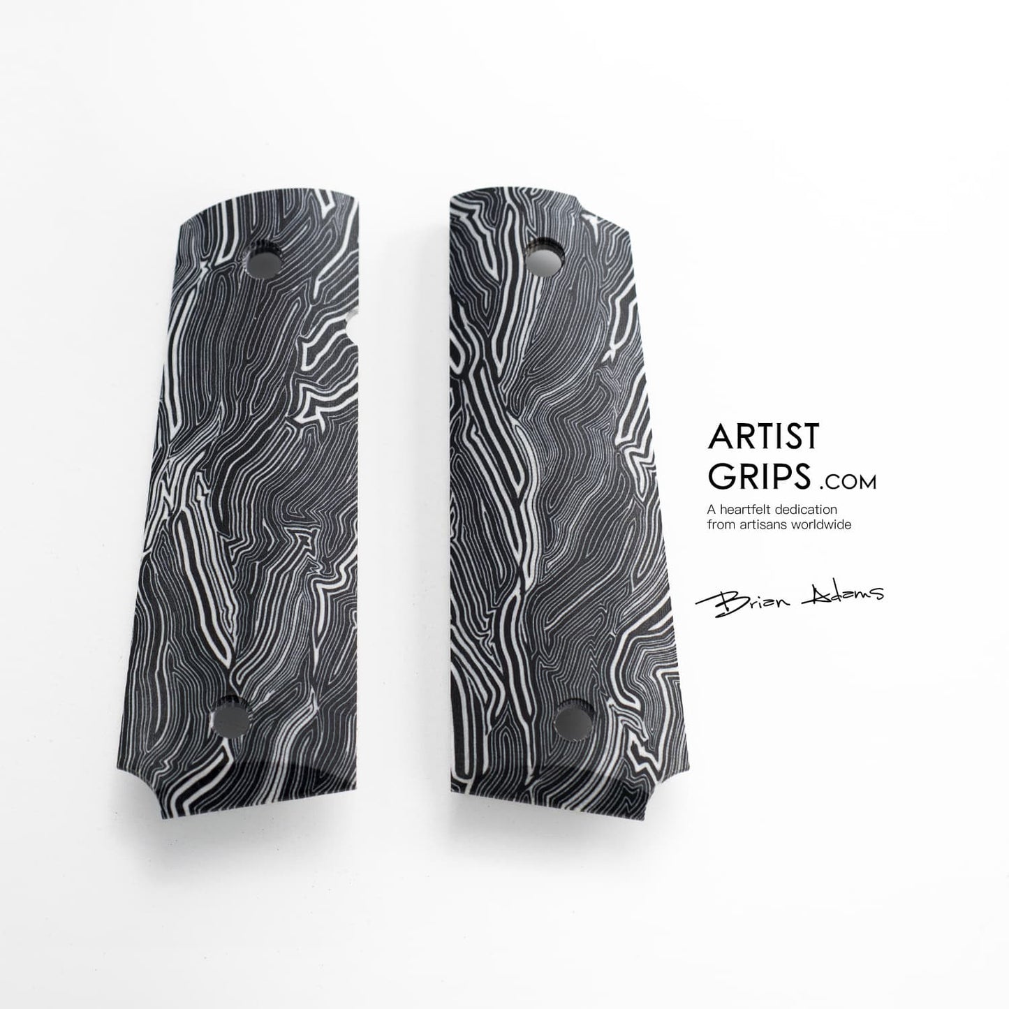 1911 Full Size G10 Composite material Pistol Grips Black and white stripes