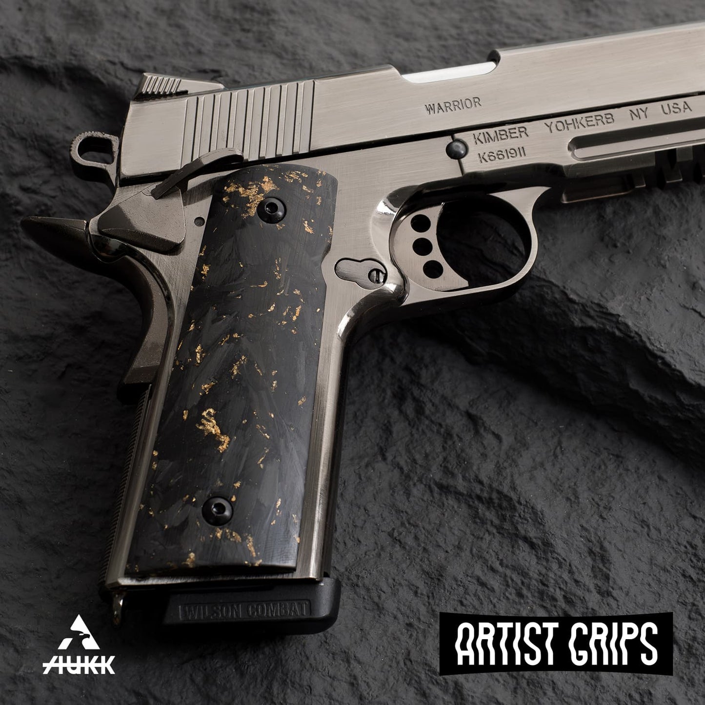 1911 Full Size Gold foil carbon fiber Pistol Grips