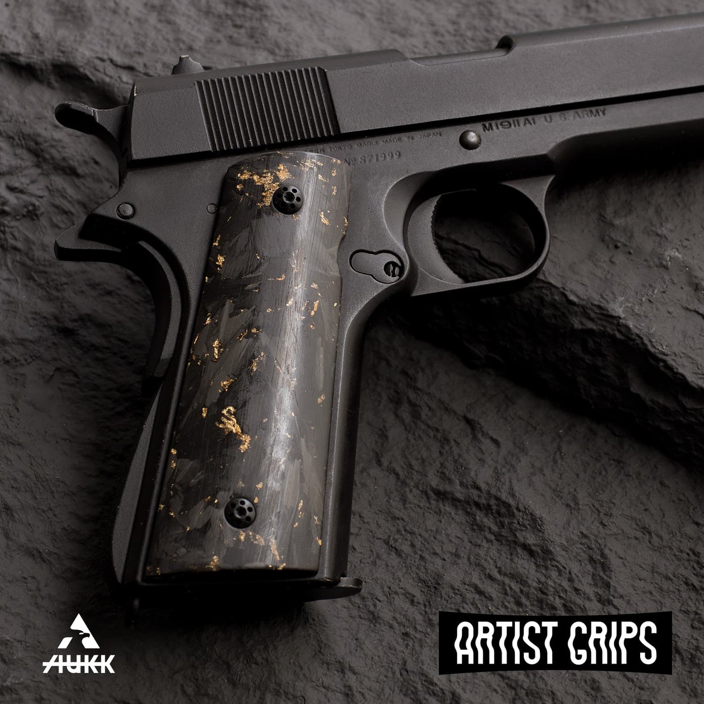 1911 Full Size Gold foil carbon fiber Pistol Grips