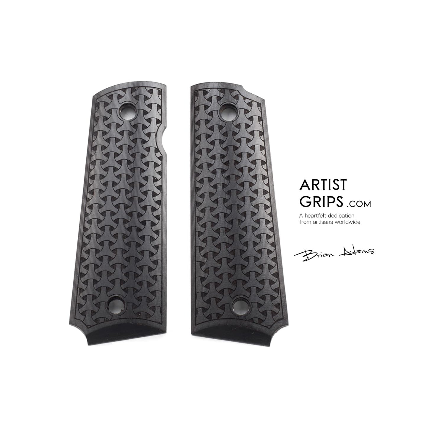 1911 Full Size Black Ebony Pistol Grips Elegant Texture Bas-relief