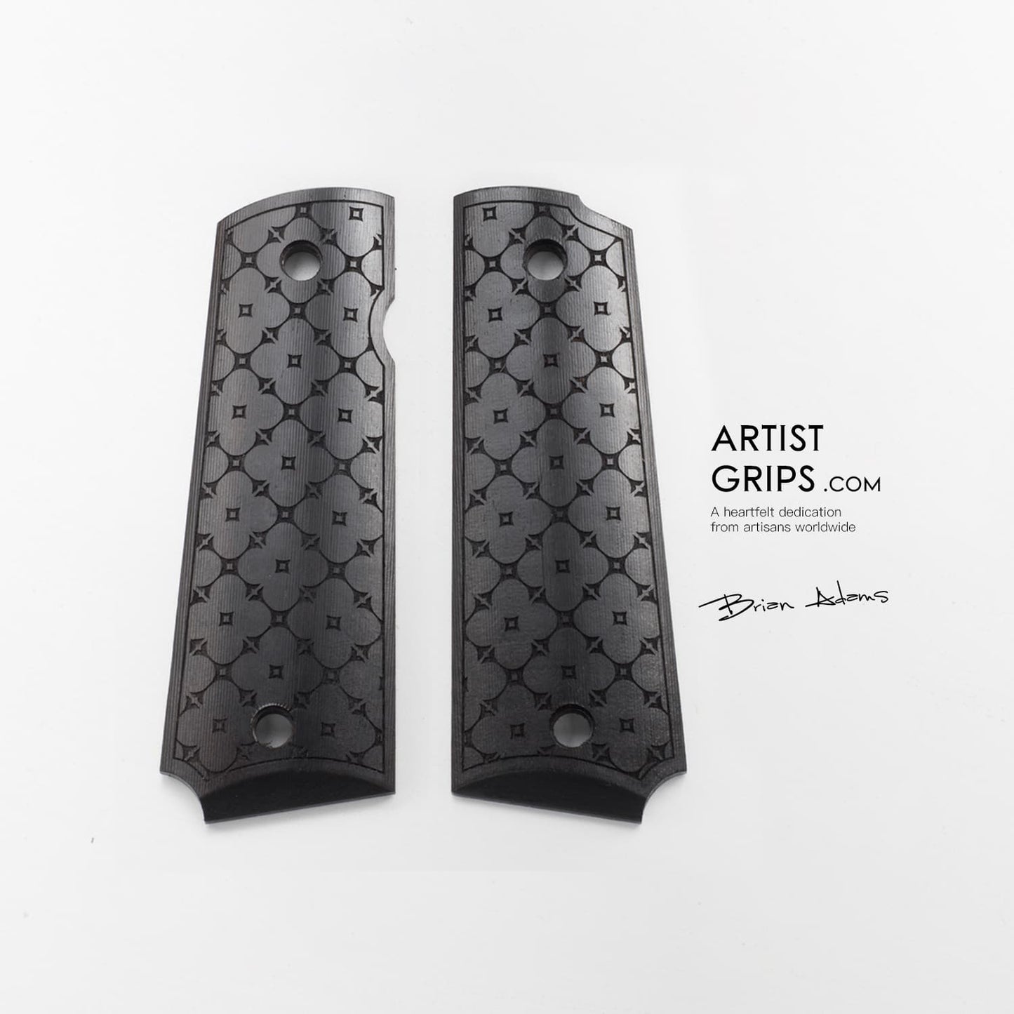1911 Full Size Black Ebony Pistol Grips Bas-relief Four-leaf Clover