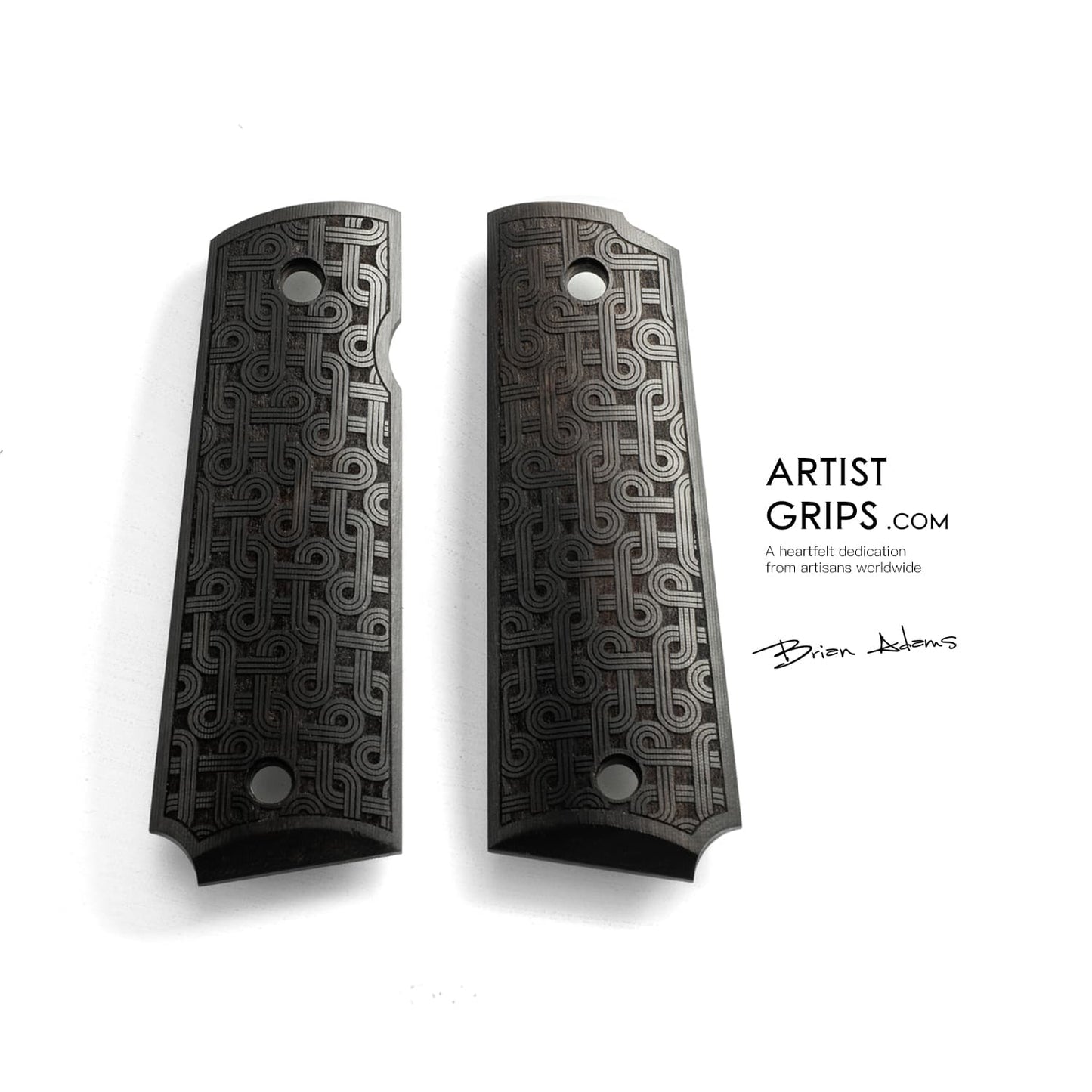 1911 Full Size Black Ebony Pistol Grips Bas-relief Mystical Eastern Totem