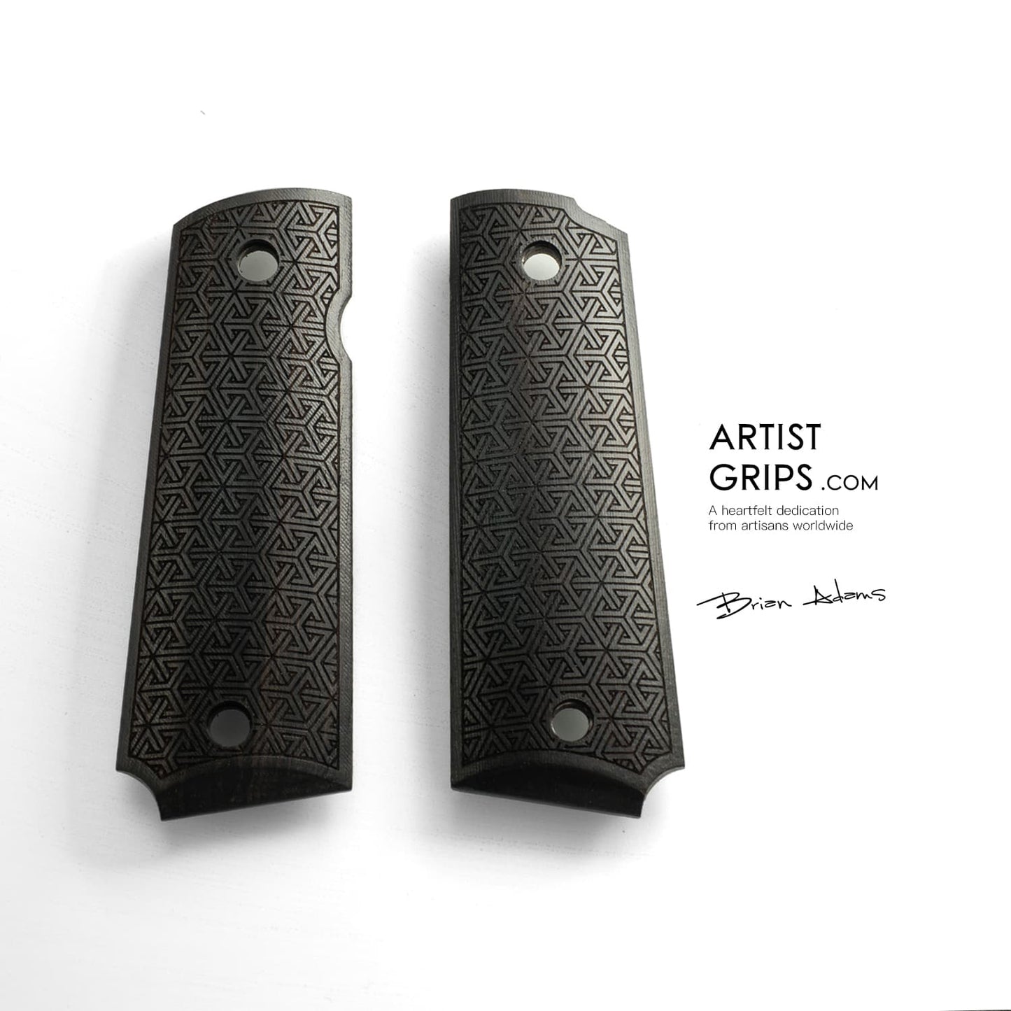 1911 Full Size Black Ebony Pistol Grips Bas-relief 3D misalignment