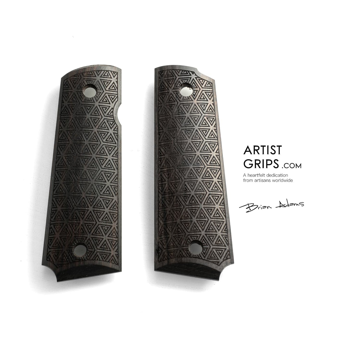 1911 Full Size Black Ebony Pistol Grips Bas-relief Geometric Figure